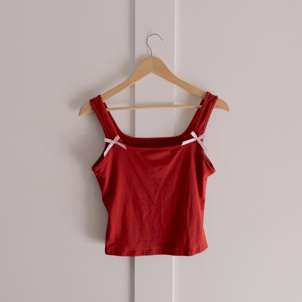 SHEIN Red Bow Top